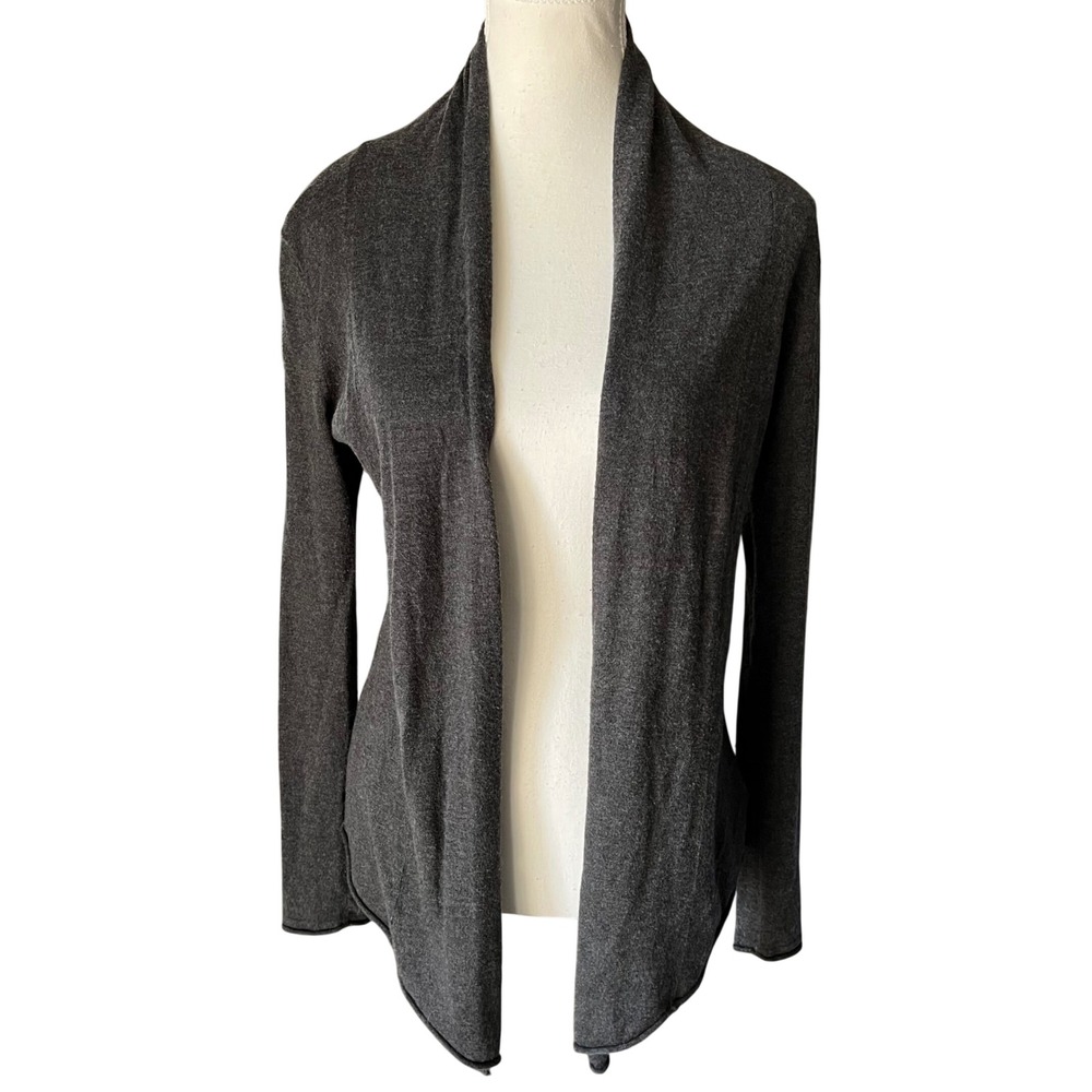 Express Women Charcoal‎ Gray Ribbed Open Front Cashmere Blend Cardigan Sweater S